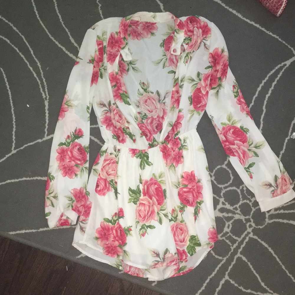 Floral plunge romper